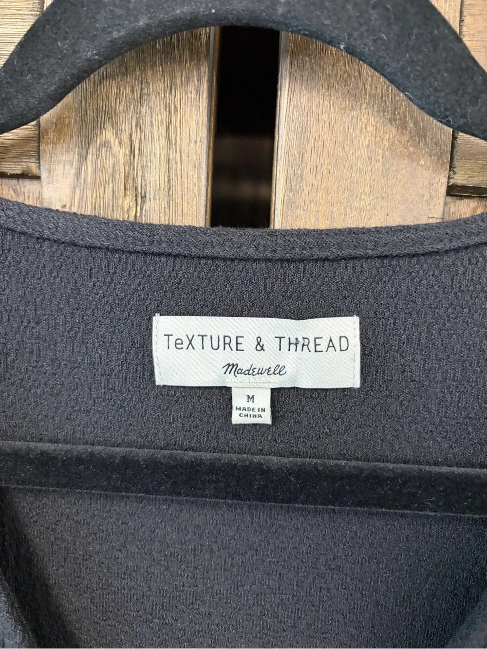 Madewell Texture & Thread Classic Puff-Sleeve Faux-Wrap Top Black Size Medium